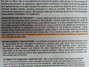 Mountaineer Gas Pipeline Agreement Prohibiting Use of "Heavy Equipment"
